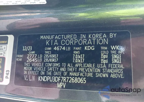 2024 Kia Sportage Lx z USA, uszkodzony, nr VIN KNDPU3DF7R7268065